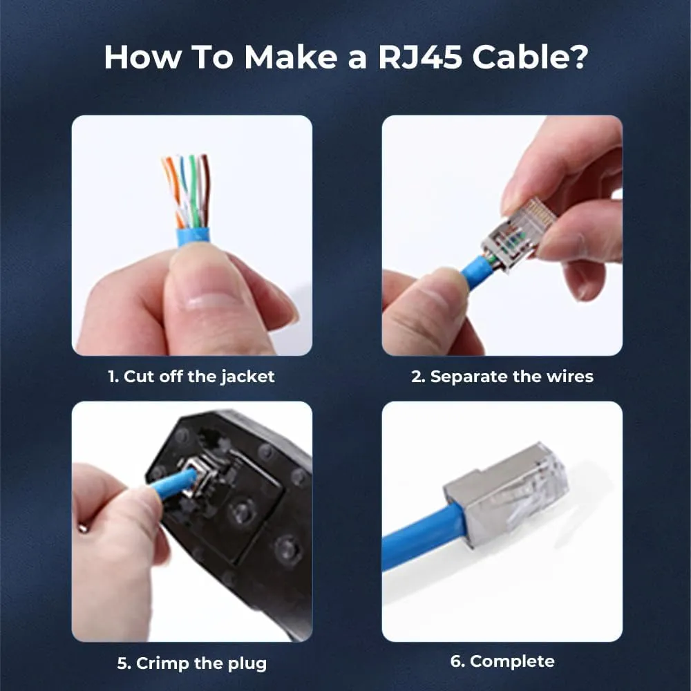 100-Pack RJ45 Cat6 Pass Through Connector Shielded RJ45 Modular Plugs for Solid or Stranded FTP/STP Ethernet Cable