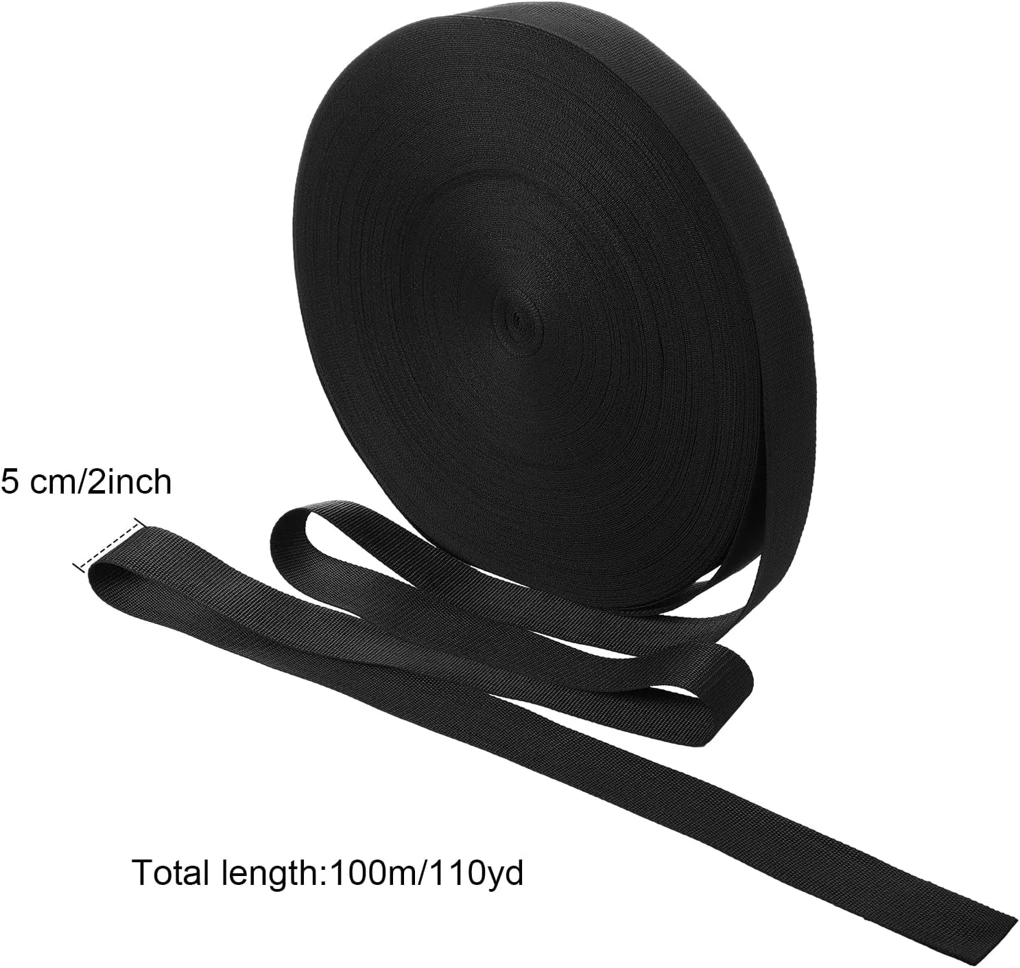 110 Yards Webbing 2 Inch Heavyweight Polypropylene Webbing Strap Fabric Flat Rope Strap Heavy Duty Poly for Gear Repairing DIY Craft
