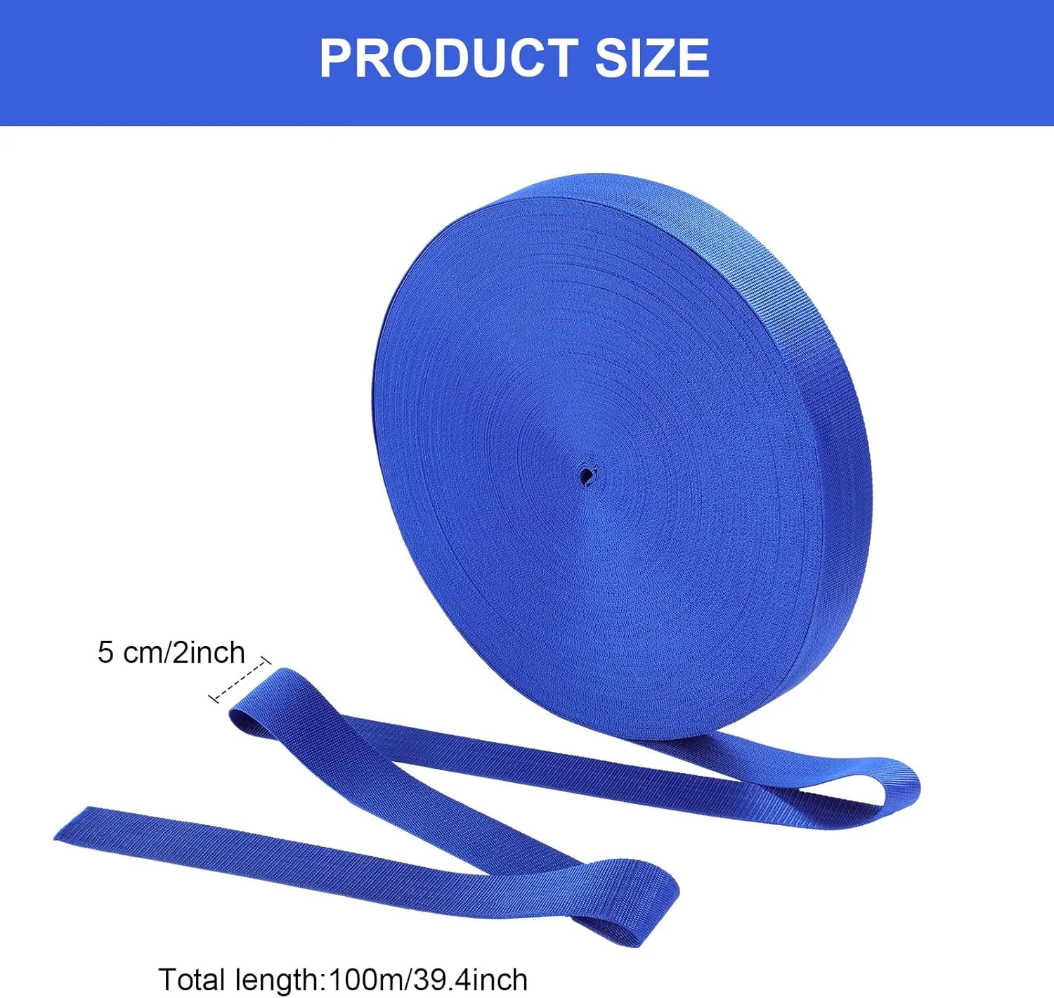 110 Yards Webbing 2 Inch Heavyweight Polypropylene Webbing Strap Fabric Flat Rope Strap Heavy Duty Poly for Gear Repairing DIY Craft