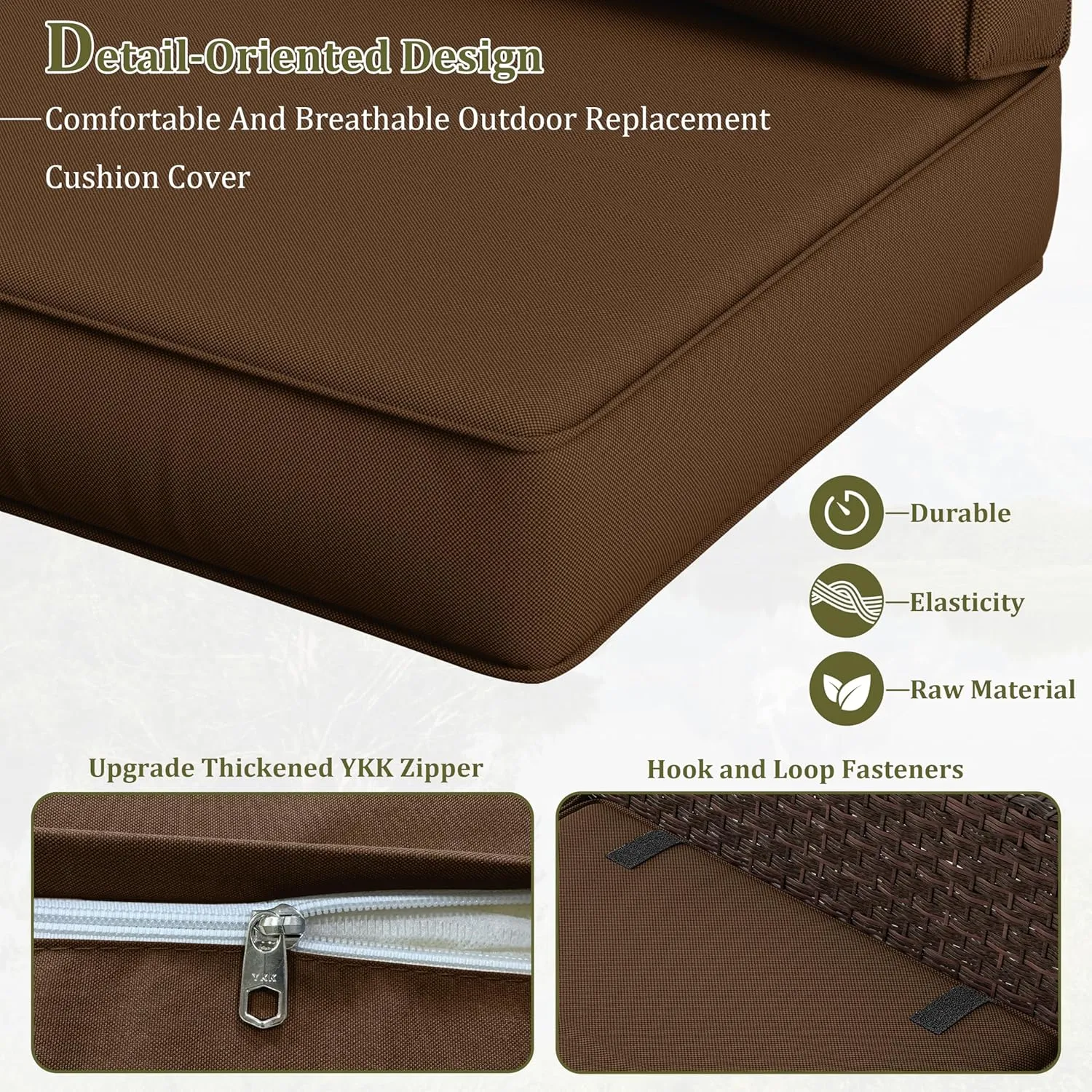 14 Pcs Outdoor Cushion Slipcovers All-Weather Patio Cushion Covers, Replacement Waterproof with Zipper for Patio Furniture, Sectional Couch 3 Sizes, Covers Only