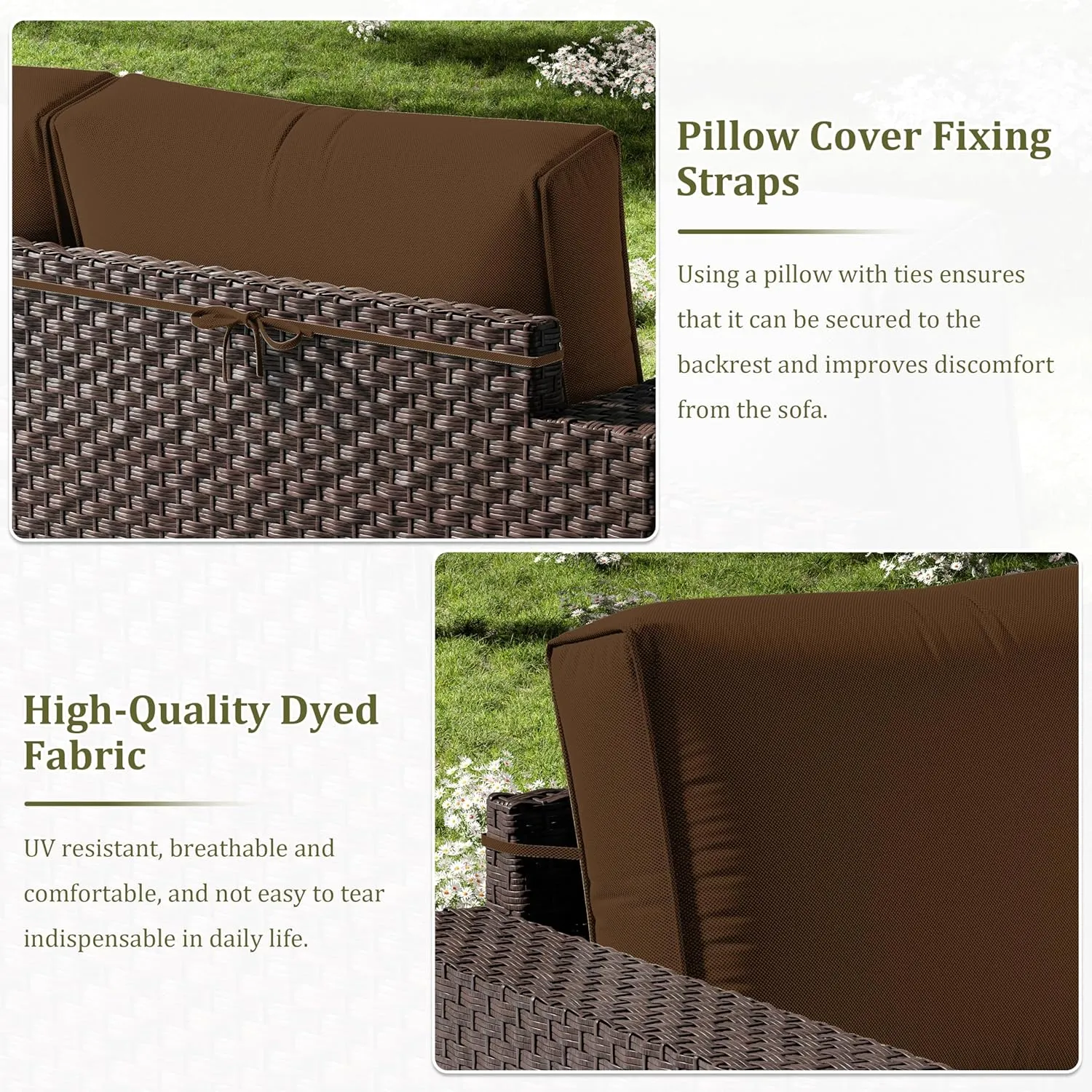 14 Pcs Outdoor Cushion Slipcovers All-Weather Patio Cushion Covers, Replacement Waterproof with Zipper for Patio Furniture, Sectional Couch 3 Sizes, Covers Only