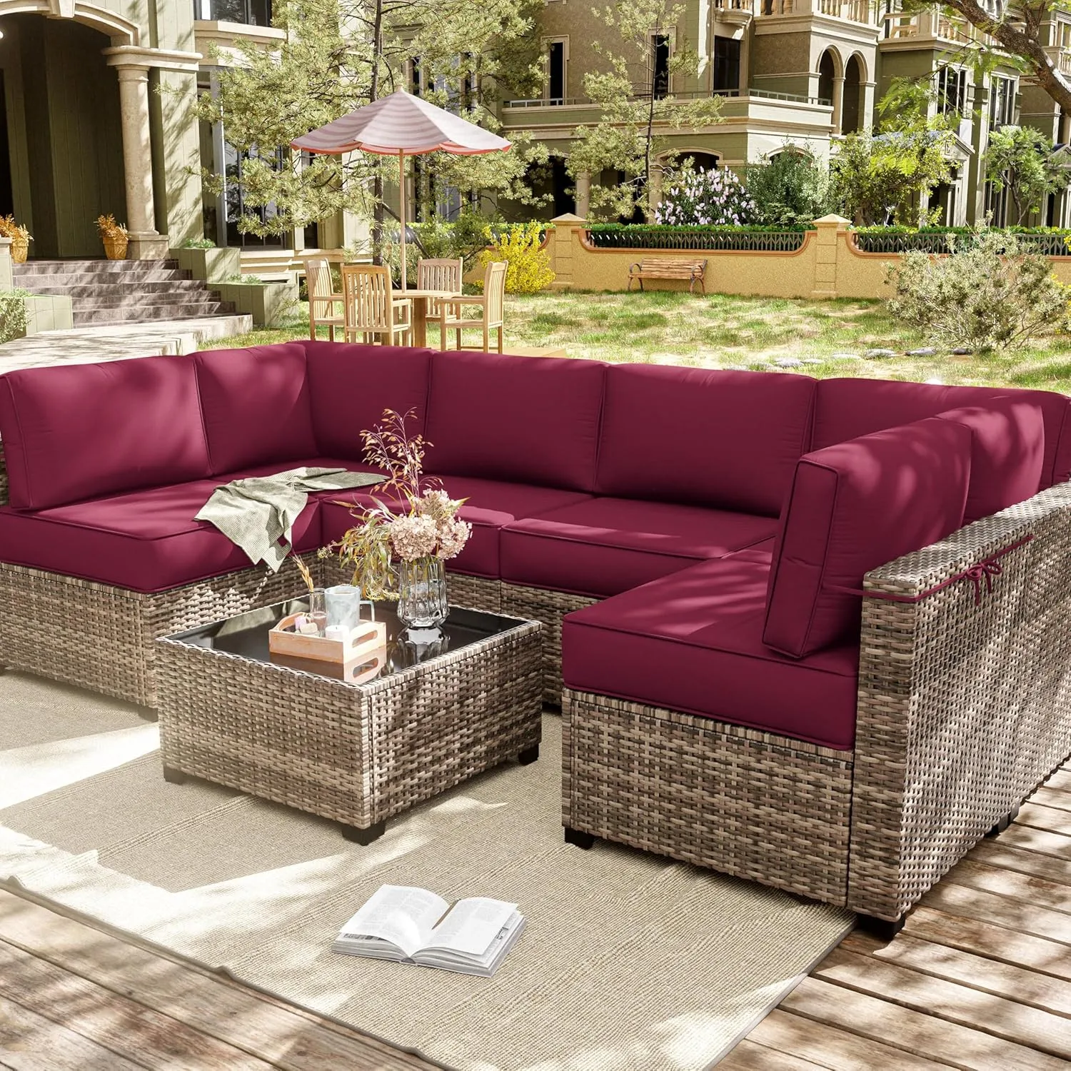 14 Pcs Outdoor Cushion Slipcovers Outdoor Patio Cushion Covers Replacement Waterproof with Zipper for Outdoor Furniture, Patio Sofa Couch 3 Sizes, Covers Only