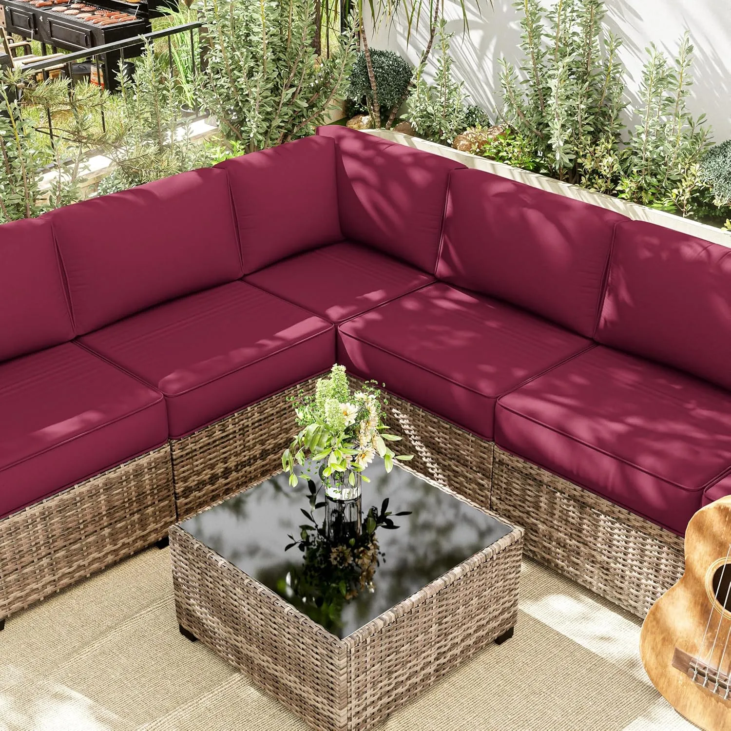 14 Pcs Outdoor Cushion Slipcovers Outdoor Patio Cushion Covers Replacement Waterproof with Zipper for Outdoor Furniture, Patio Sofa Couch 3 Sizes, Covers Only