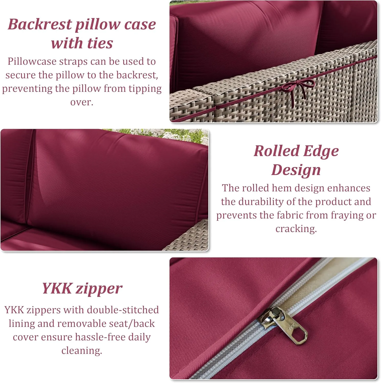 14 Pcs Outdoor Cushion Slipcovers Outdoor Patio Cushion Covers Replacement Waterproof with Zipper for Outdoor Furniture, Patio Sofa Couch 3 Sizes, Covers Only