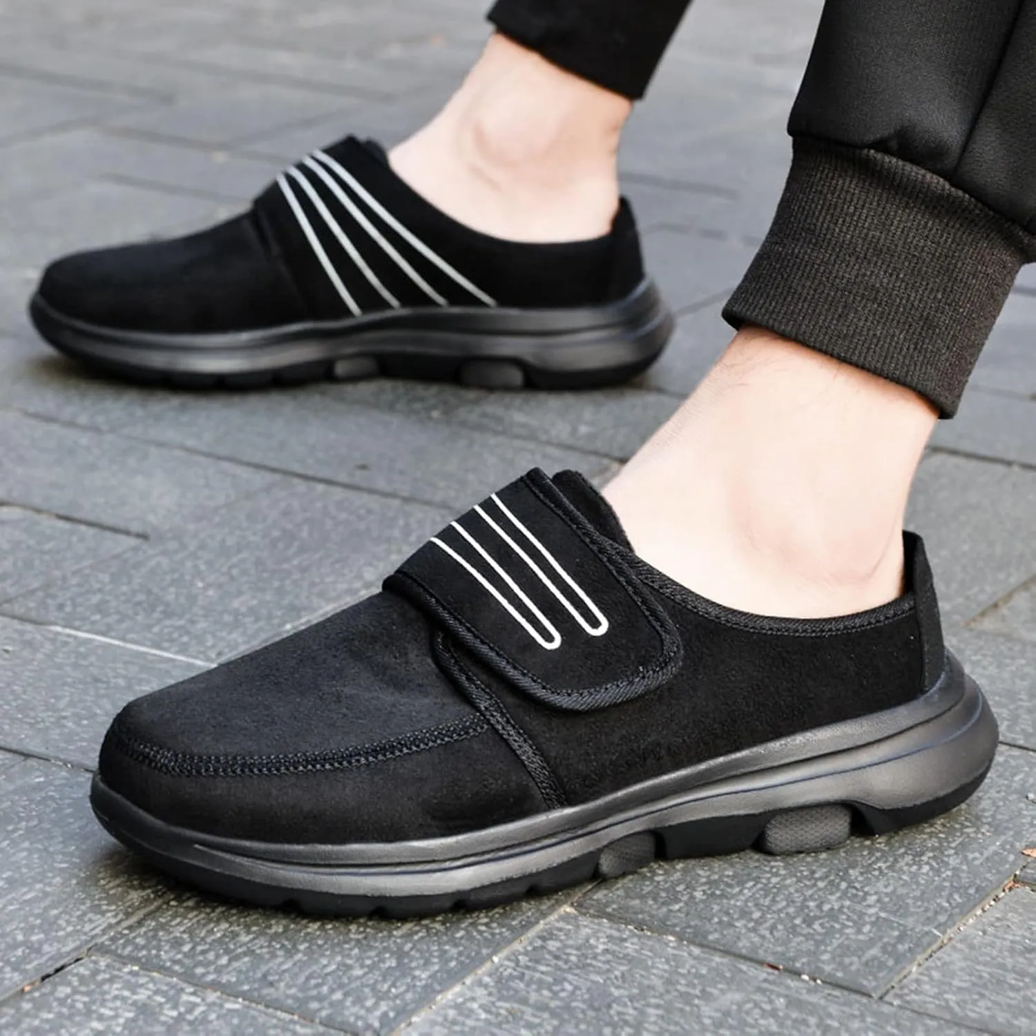 2022 New Couple Men's Autumn and Winter Walking Lightweight Soft Sole Non Slip Cover Heel Mens Casual Slip on Shoes Wide Men'