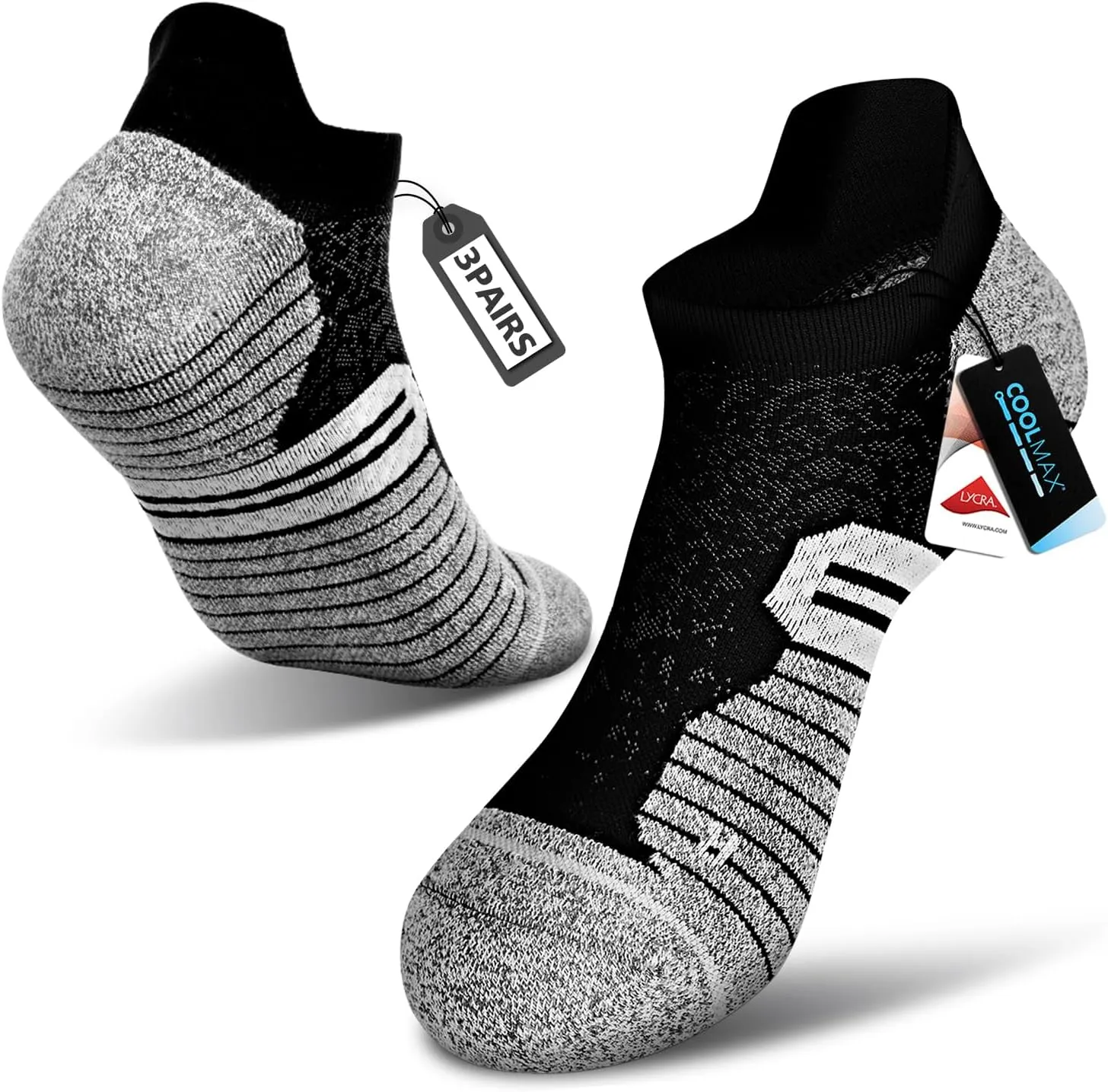 3 Pairs Ankle Compression Socks For Women Men Cushioned Running Trainer Socks Plantar Fasciitis Neuropathy Socks