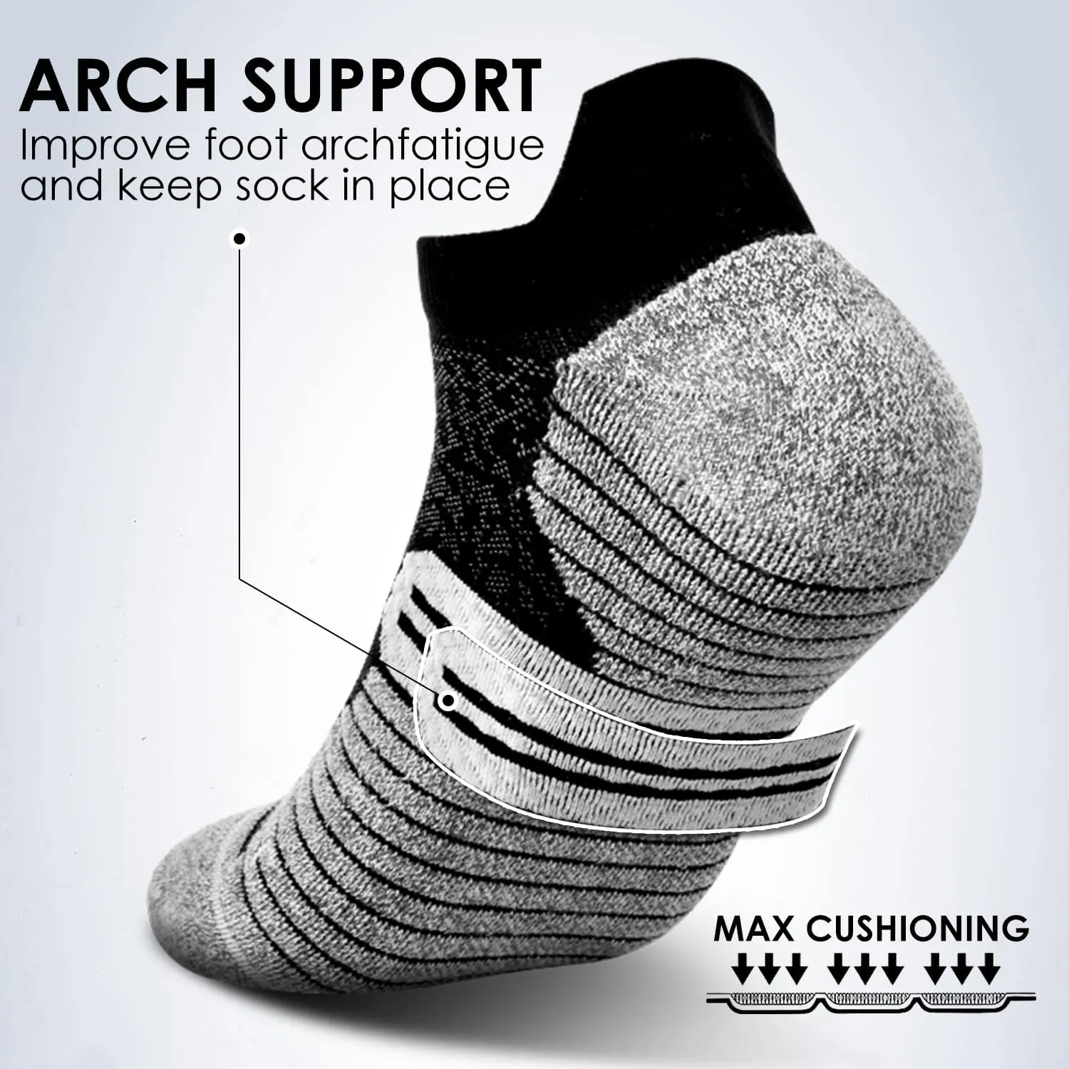 3 Pairs Ankle Compression Socks For Women Men Cushioned Running Trainer Socks Plantar Fasciitis Neuropathy Socks
