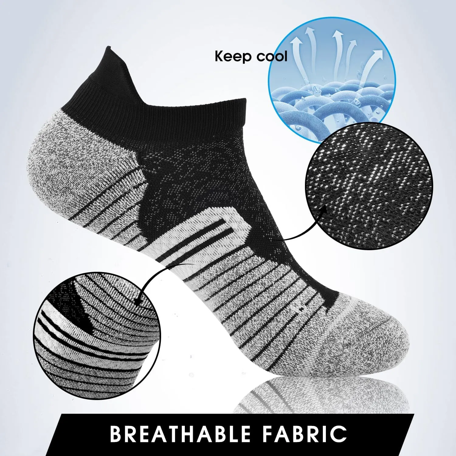 3 Pairs Ankle Compression Socks For Women Men Cushioned Running Trainer Socks Plantar Fasciitis Neuropathy Socks