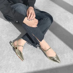 30% OFF: 2024SS: Double Strap Flat Sandals (m17033) White Gold