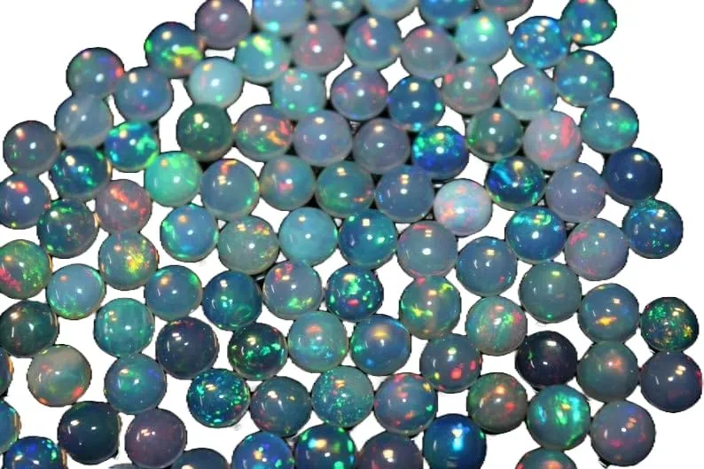 6MM Ethiopian Opal, 50Pcs Cabochon AAA Quality Ethiopian Opal, 50Pcs ROUND Cabochon Ethiopian Opal Cabochon Natural welo opal multi fire opal loose Gemstone For Jewelry Making