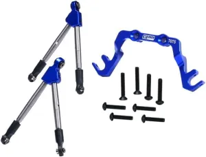 7075 Aluminum Alloy Front Tie Rods with Stabilizer for C Hub for Traxxas 1/10 Slash 4X4 LCG-68086-21 Upgrades - Blue