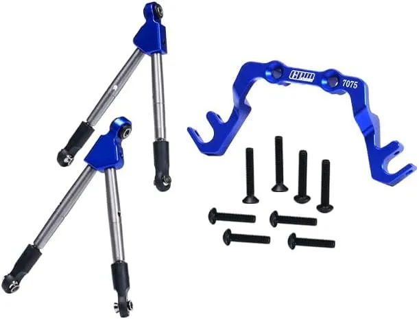 7075 Aluminum Alloy Front Tie Rods with Stabilizer for C Hub for Traxxas 1/10 Slash 4X4 LCG-68086-21 Upgrades - Blue