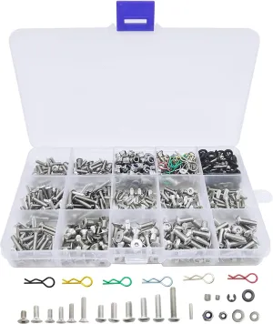 710pcs Universal RC Screw Kit 304 Stainless Steel Screws Assortment Set, Hardware Fasteners for Traxxas Axial Redcat HPI Arrma SCX10 Losi 1/8 1/10 1/12 1/16 Scale RC Cars Trucks Crawler