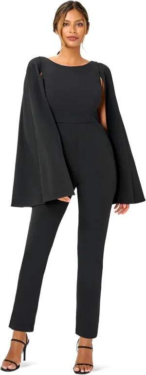 Adrianna Papell womens Knit Crepe Cape Jumpsuit