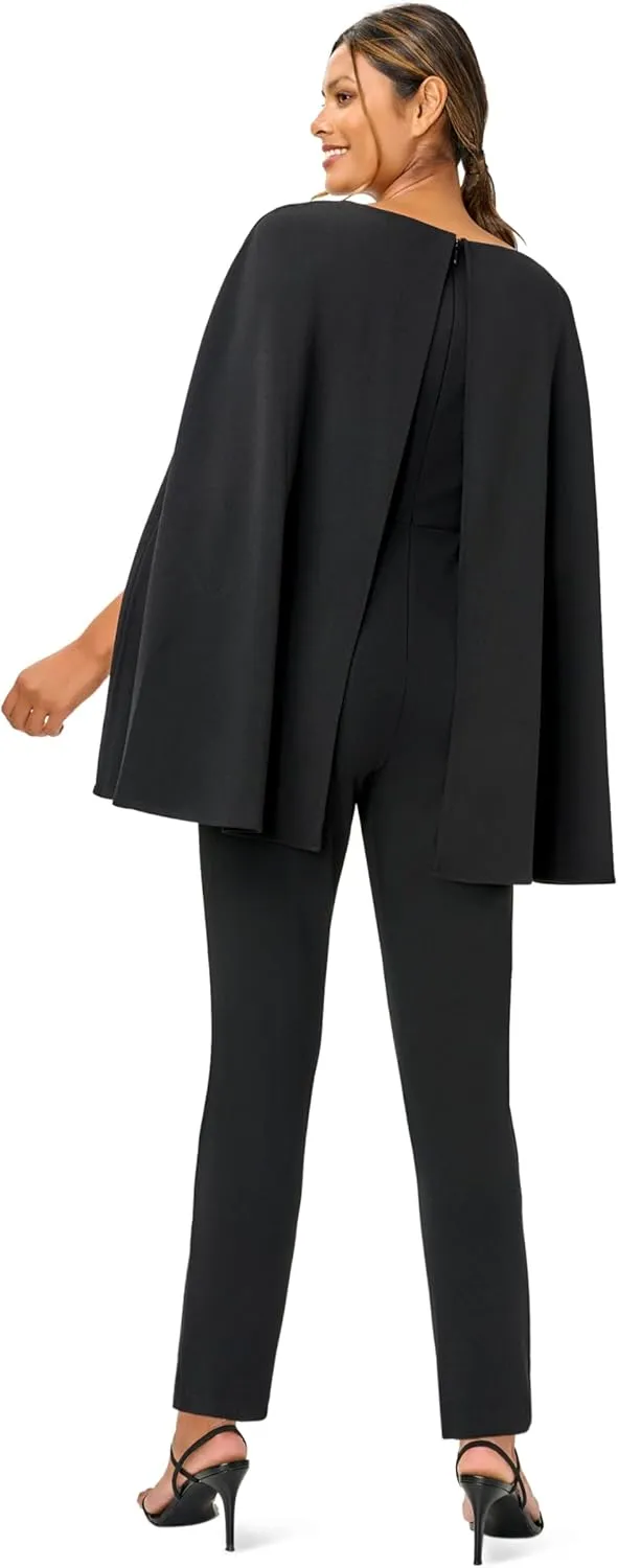 Adrianna Papell womens Knit Crepe Cape Jumpsuit