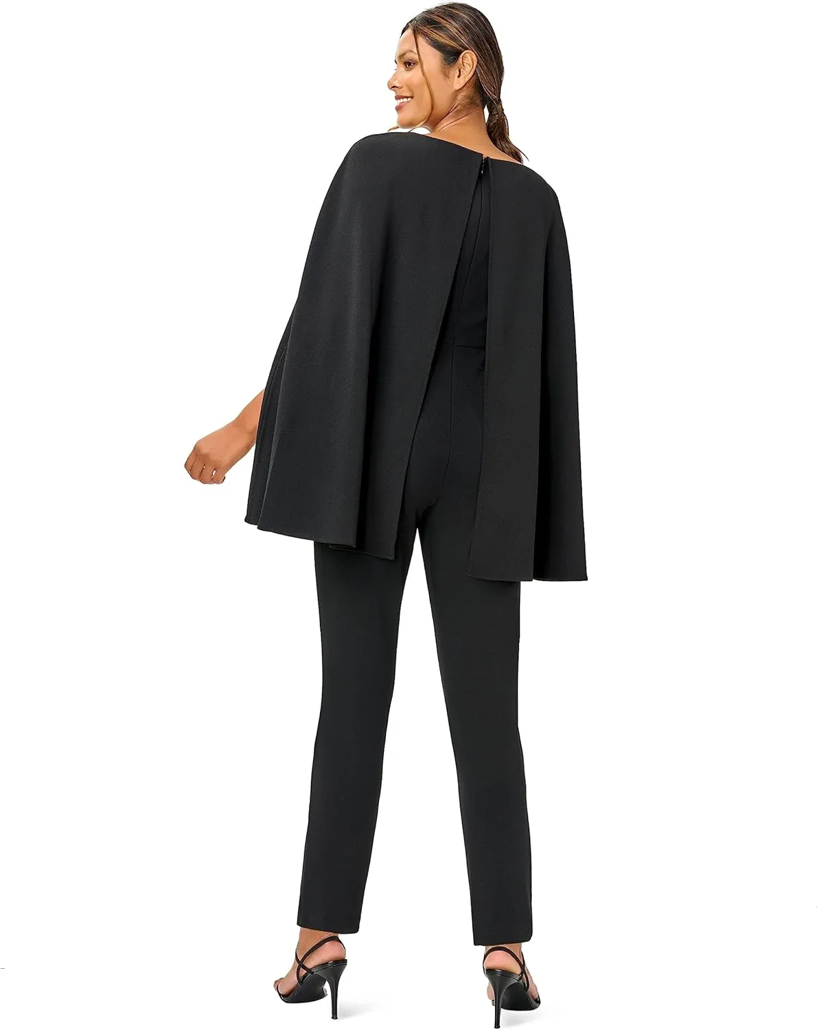 Adrianna Papell womens Knit Crepe Cape Jumpsuit