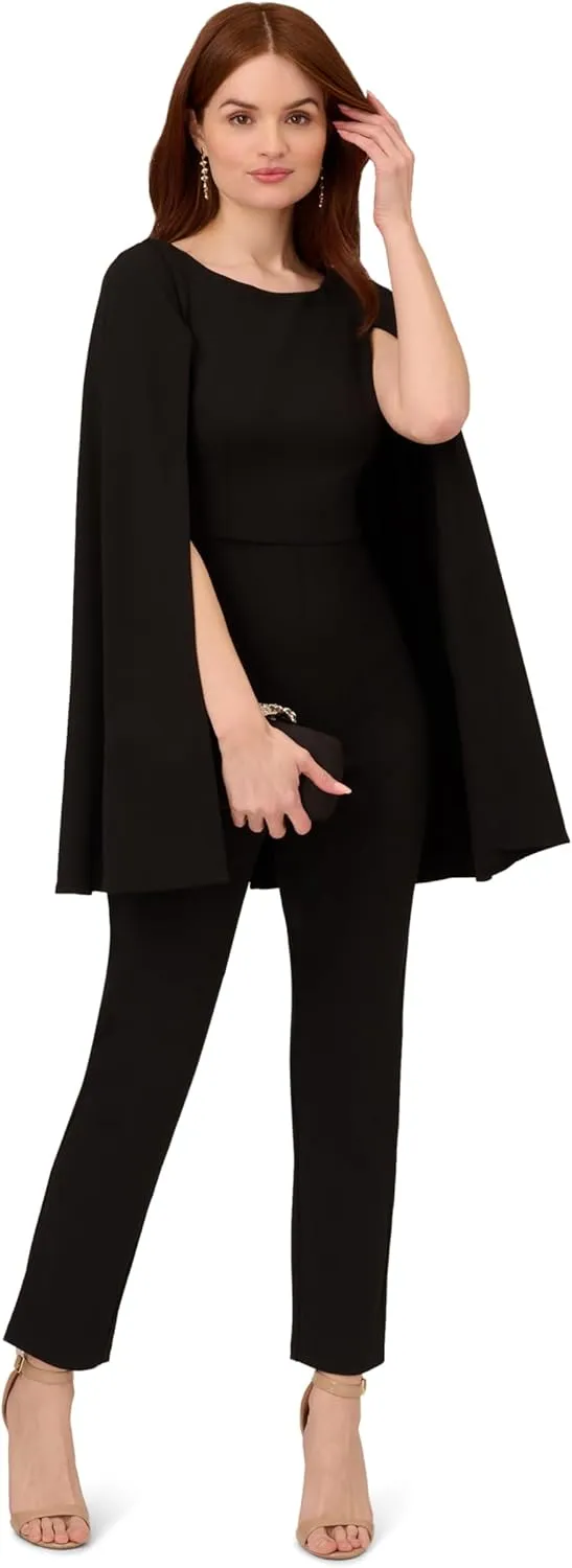 Adrianna Papell womens Knit Crepe Cape Jumpsuit