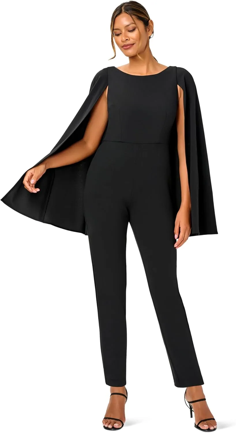 Adrianna Papell womens Knit Crepe Cape Jumpsuit
