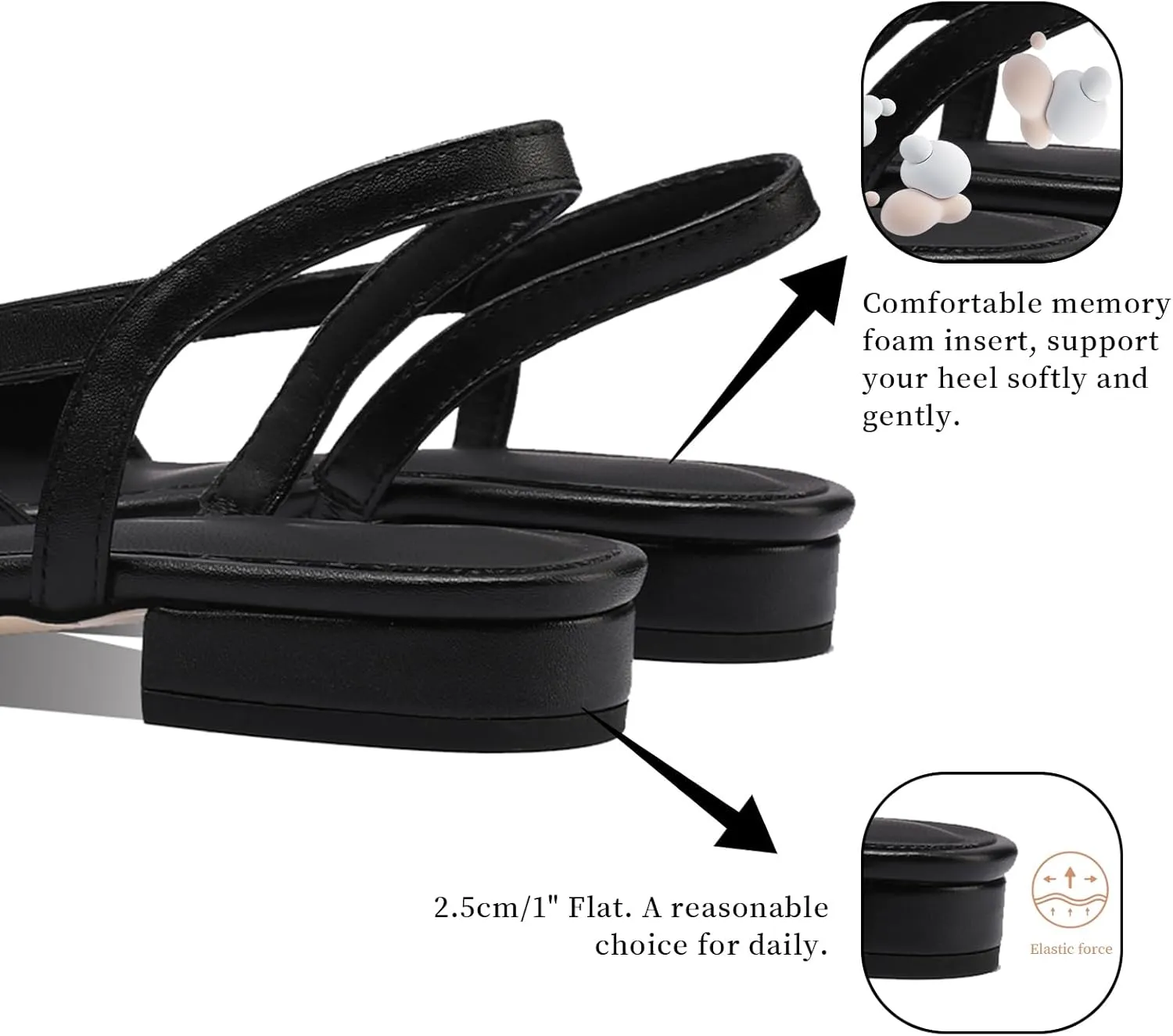 Adrizzlein Womens Slingback Flat Pumps Closed Round Toe Two Toned Casual Flat Office Shoes