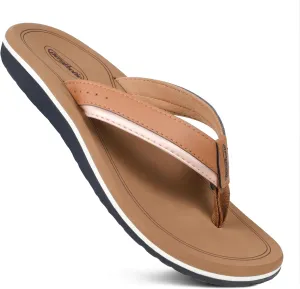 AEROTHOTIC Womens Casual Comfort Quick Drying Cushion Soft Flip Flops with Arch Support Non-Slip Thong Sandals