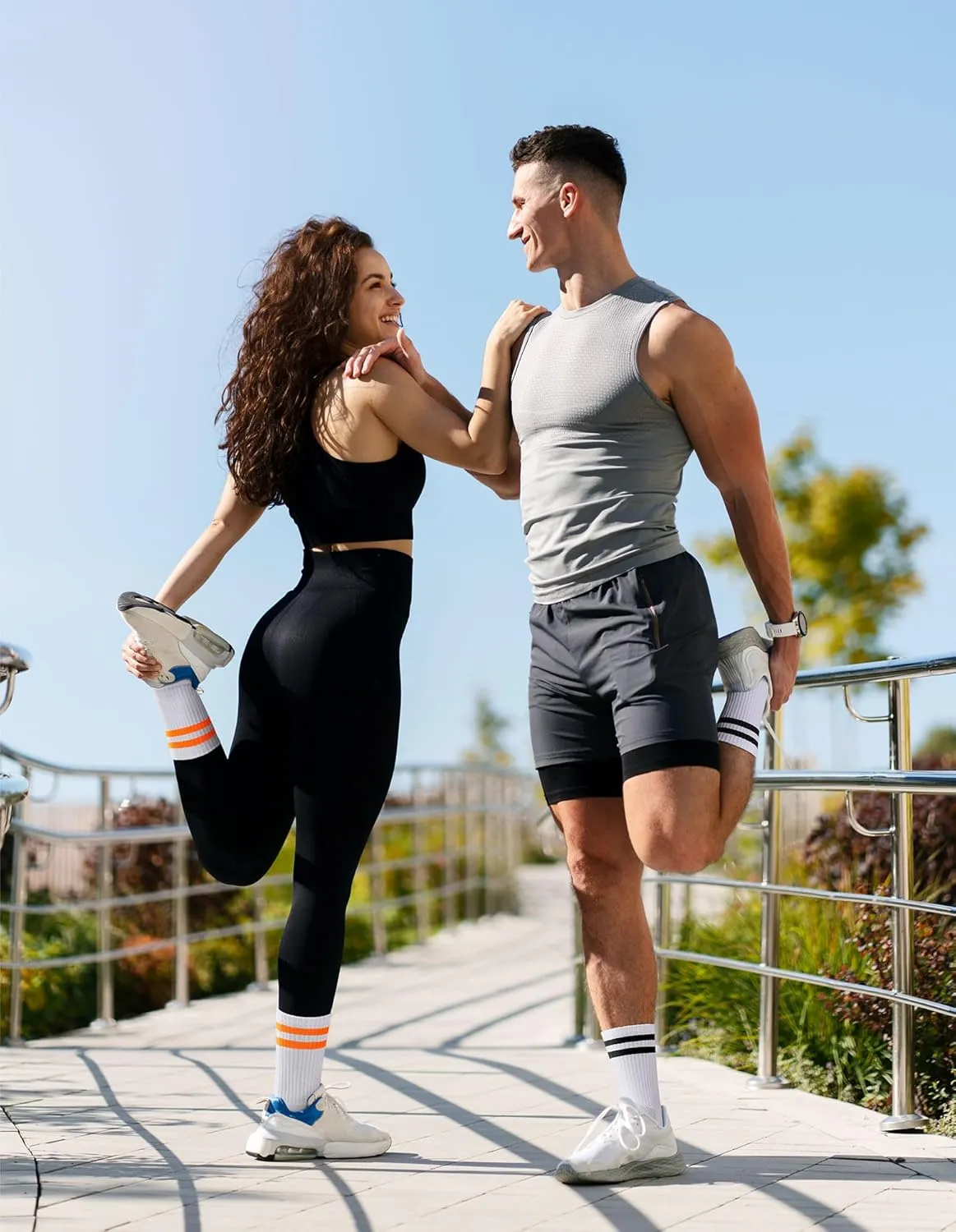 Airacker Athletic Socks Sport Running Calf Socks Performance Cushioned Breathable Crew Socks for Men Women(6 Pairs)