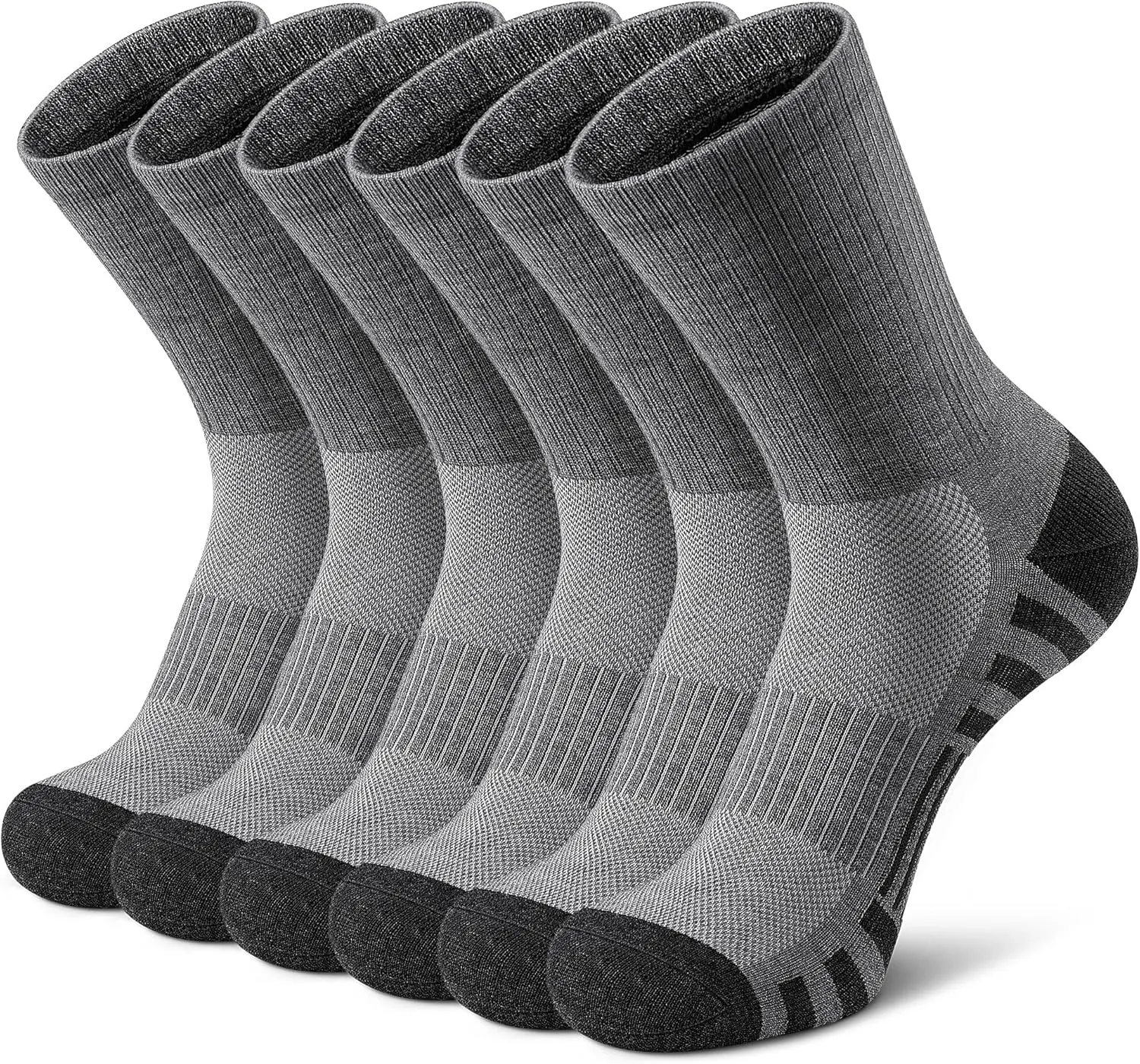 Airacker Athletic Socks Sport Running Calf Socks Performance Cushioned Breathable Crew Socks for Men Women(6 Pairs)