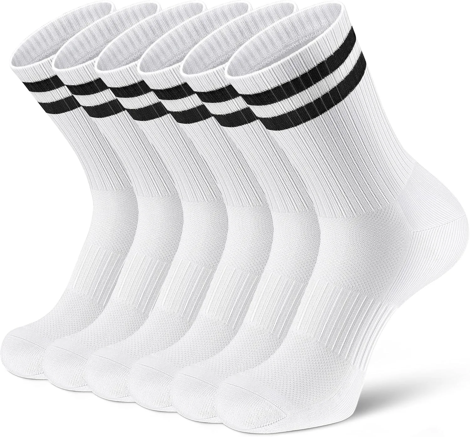 Airacker Athletic Socks Sport Running Calf Socks Performance Cushioned Breathable Crew Socks for Men Women(6 Pairs)