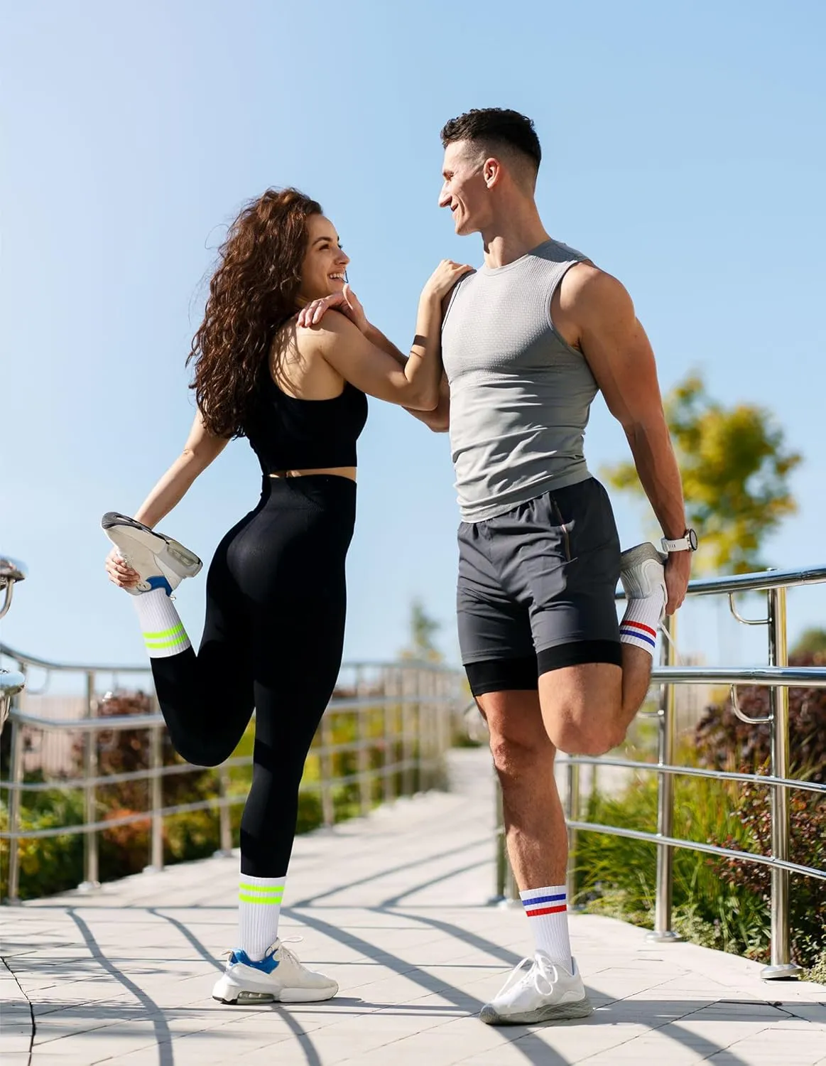 Airacker Athletic Socks Sport Running Calf Socks Performance Cushioned Breathable Crew Socks for Men Women(6 Pairs)