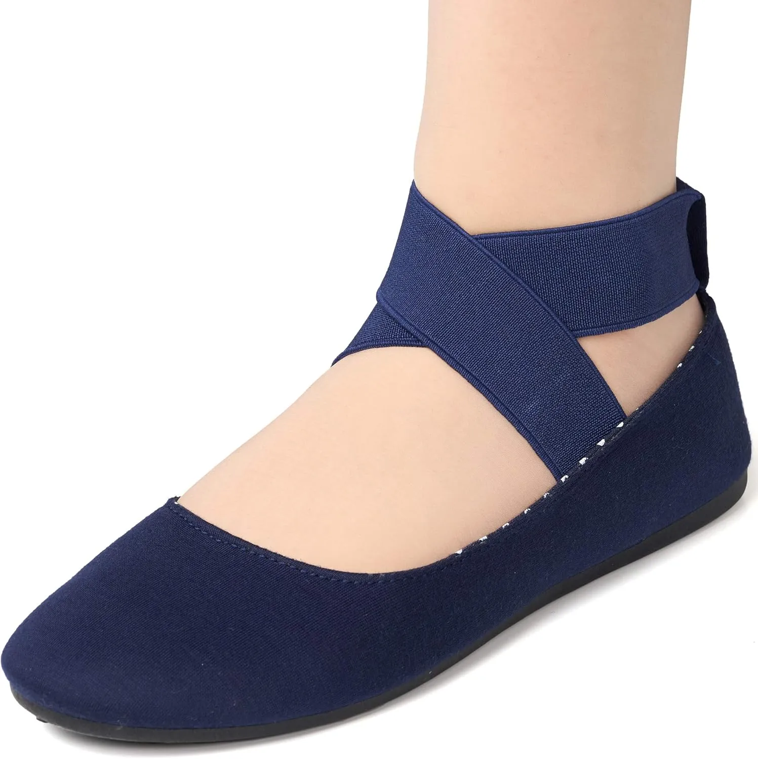 Alpine Swiss Peony Ballet Flats Shoes for Women | Elastic Ankle Strap Flats | Round Closed-Toe | Slip On Loafers | Padded for Comfort | Runs Small
