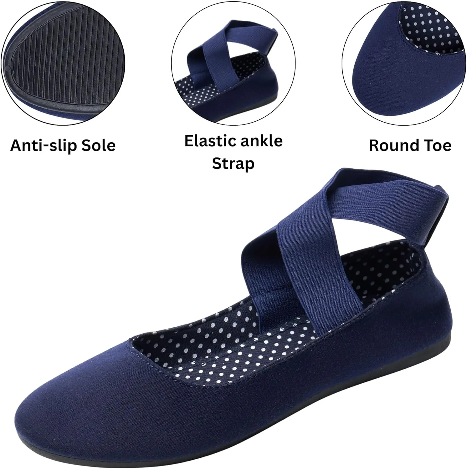 Alpine Swiss Peony Ballet Flats Shoes for Women | Elastic Ankle Strap Flats | Round Closed-Toe | Slip On Loafers | Padded for Comfort | Runs Small