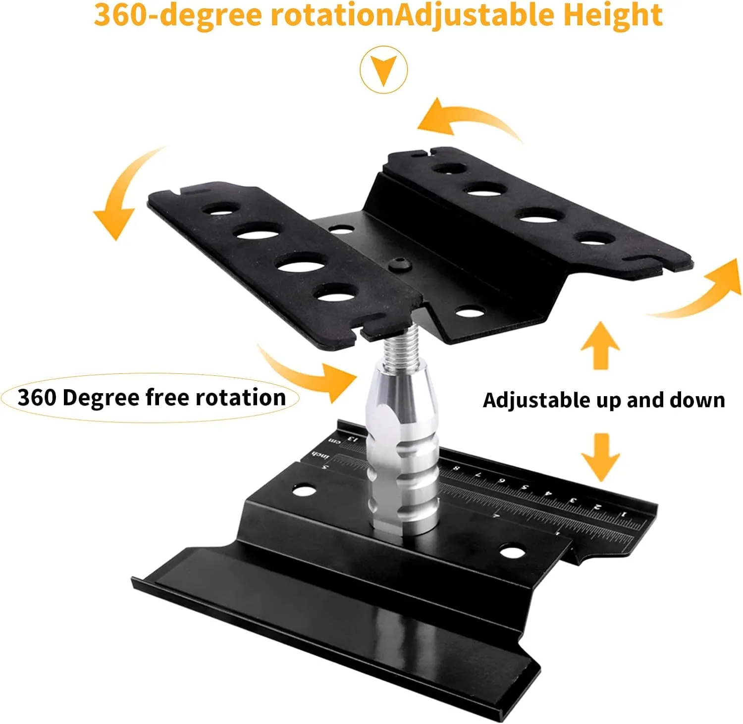 Aluminum Alloy RC Car Repair Work Stand Hobby Tool Set 360 Degree Rotation Lift/Lower and RC Screws Kit Repair Tool Box for 1/8 1/10 1/12 1/16 1/18 RC Car Truck Buggy Models (Black)