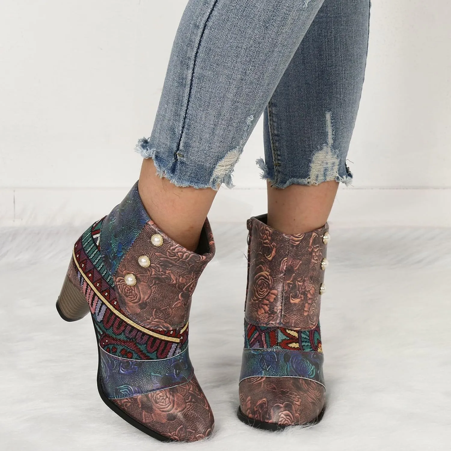 AMDBEL Booties for Women Dressy 2024 Ankle Boots Chunky High Heel Booties Fashionable Short Boots Winter Shoes