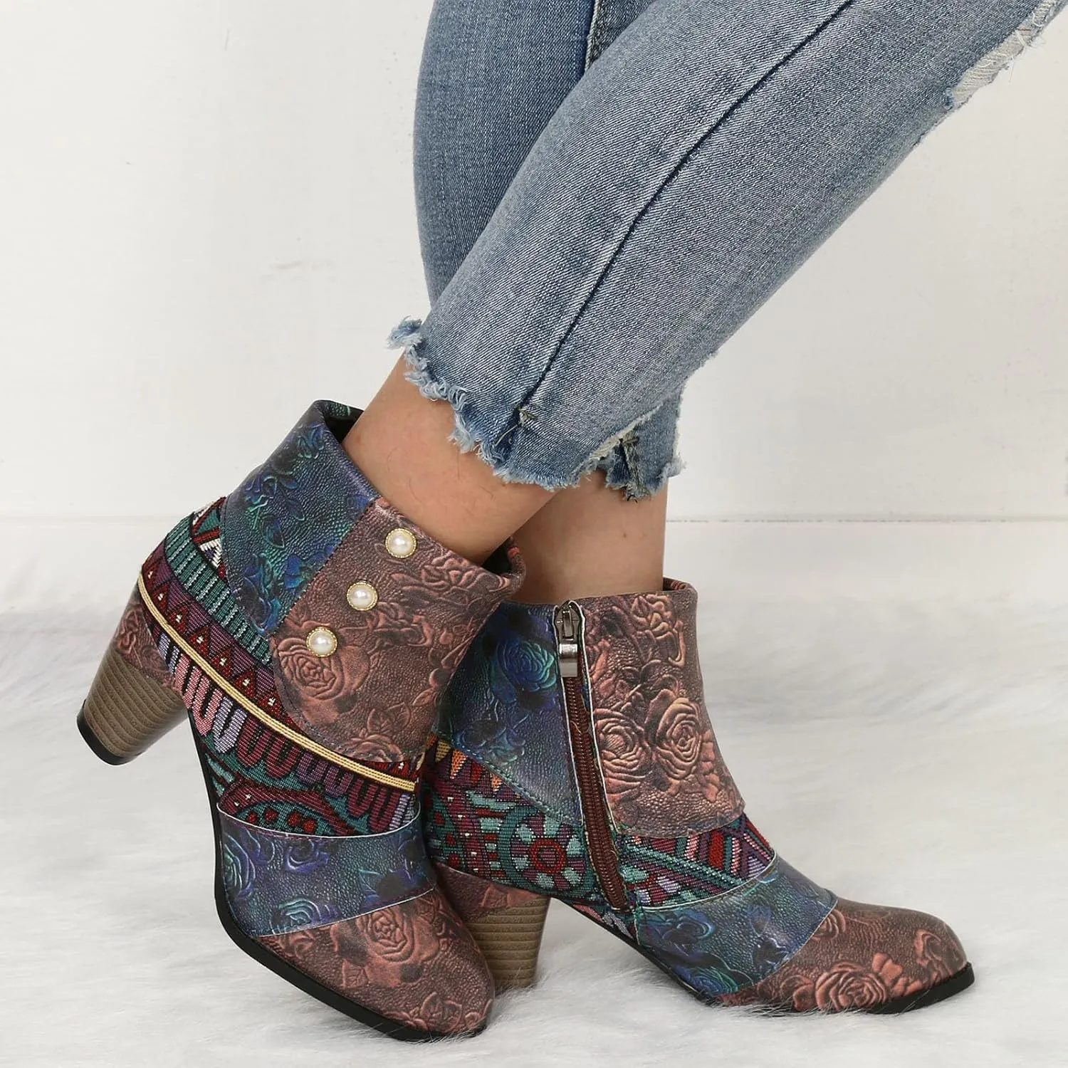 AMDBEL Booties for Women Dressy 2024 Ankle Boots Chunky High Heel Booties Fashionable Short Boots Winter Shoes