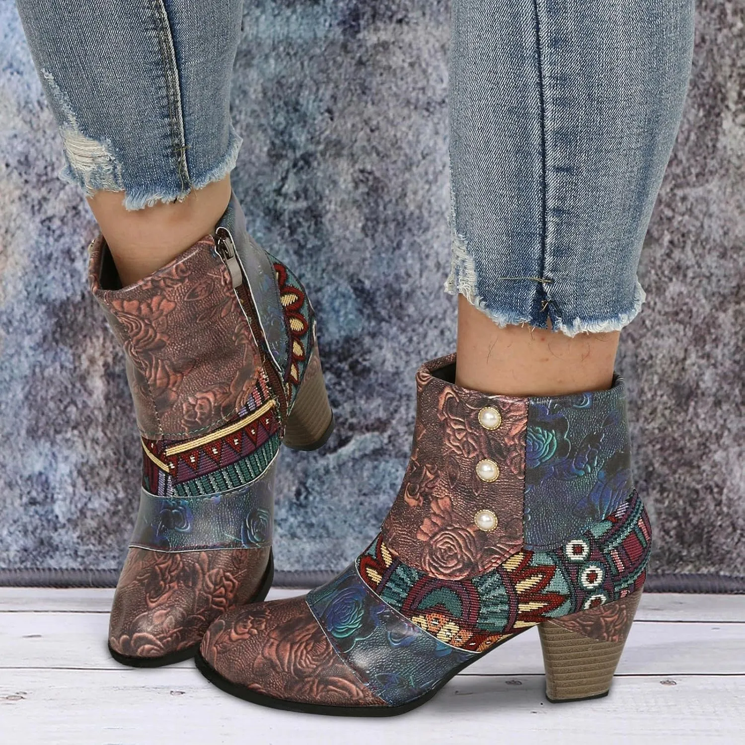 AMDBEL Booties for Women Dressy 2024 Ankle Boots Chunky High Heel Booties Fashionable Short Boots Winter Shoes