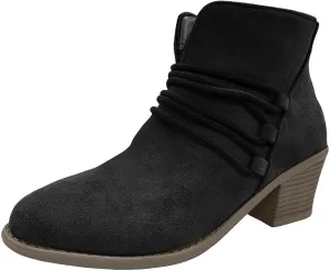 AMDBEL Boots for Women Ankle Booties Comfortable Low Heel Side Zipper Pointd Toe Suede Fall Winter Short Boots Fashion Shoes