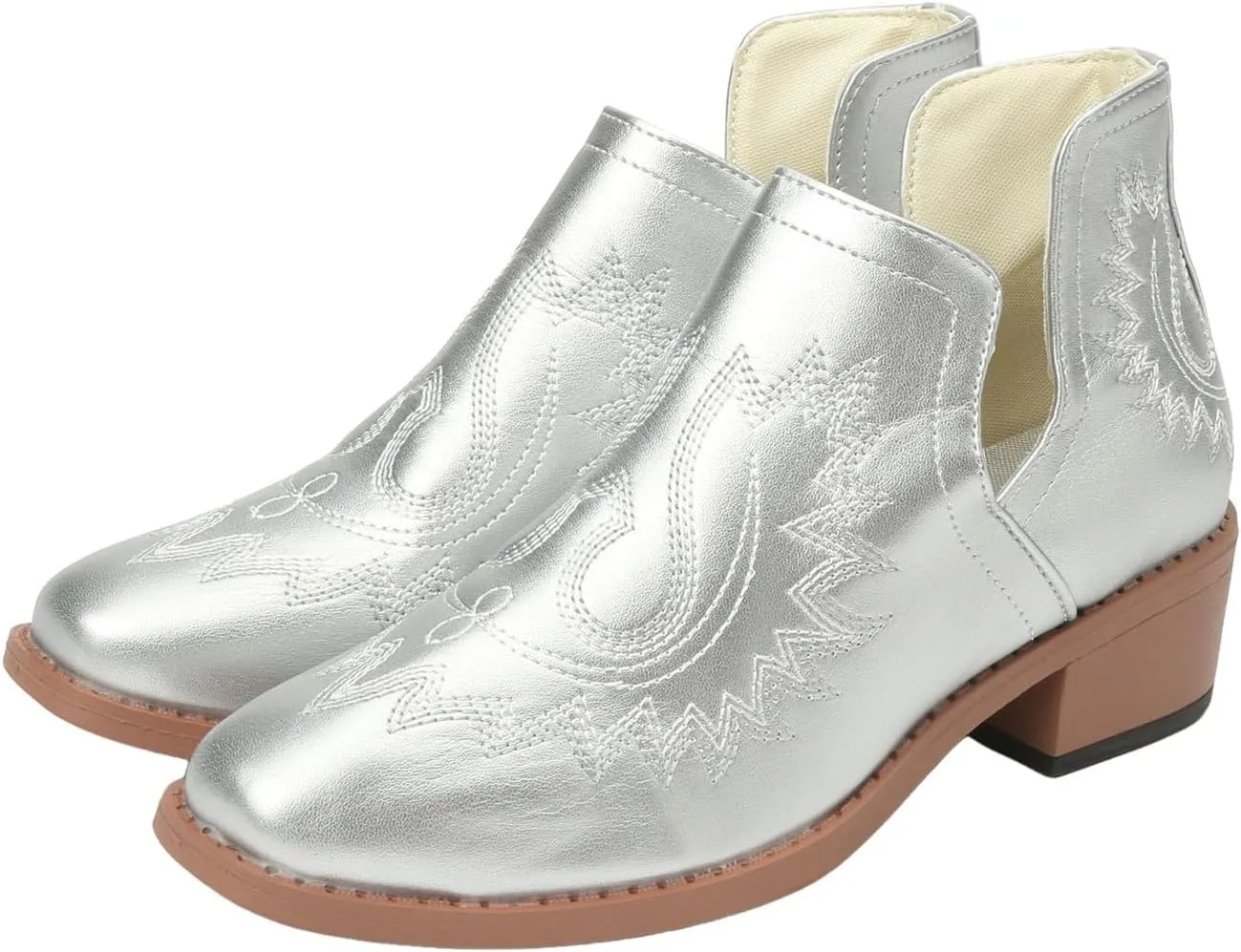 AMDBEL Fall Boots for Women 2024, Women's Ankle Boots Slip On Low Heel Stylish Western Short Boots Fall Winter Shoes