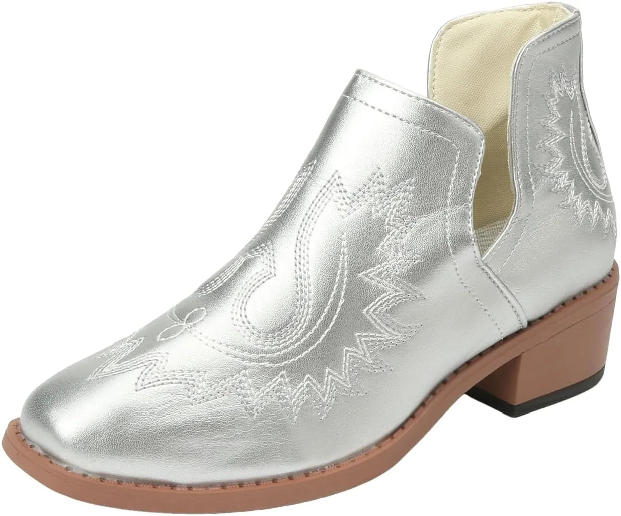 AMDBEL Fall Boots for Women 2024, Women's Ankle Boots Slip On Low Heel Stylish Western Short Boots Fall Winter Shoes