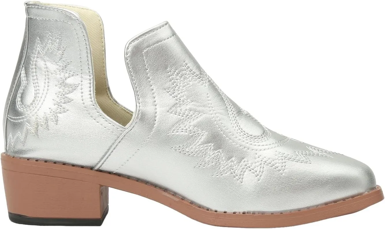 AMDBEL Fall Boots for Women 2024, Women's Ankle Boots Slip On Low Heel Stylish Western Short Boots Fall Winter Shoes