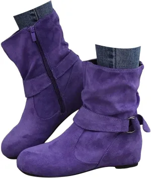 AMDBEL Fall Boots for Women 2024, Women's Mid Calf Boots Low Heel Round Toe Boots Ladies Walking Booties with Zipper