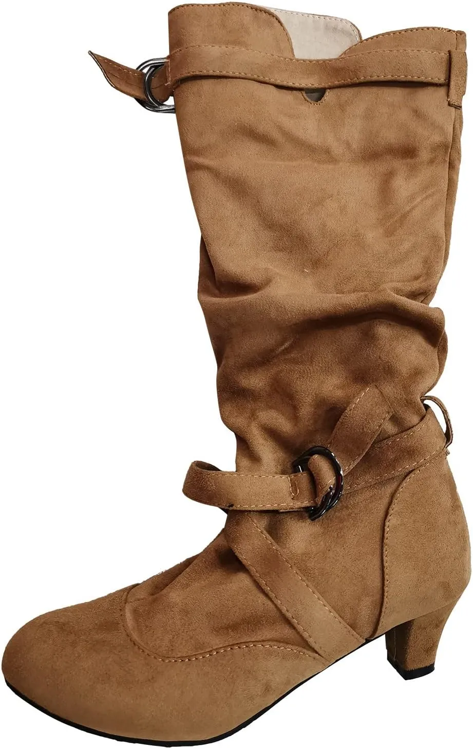 AMDBEL Mid Calf Boots for Women High Heel Fall Boots for Women 2024 Winter Slip On Pointed Toe Boots Fashion Booties Shoes