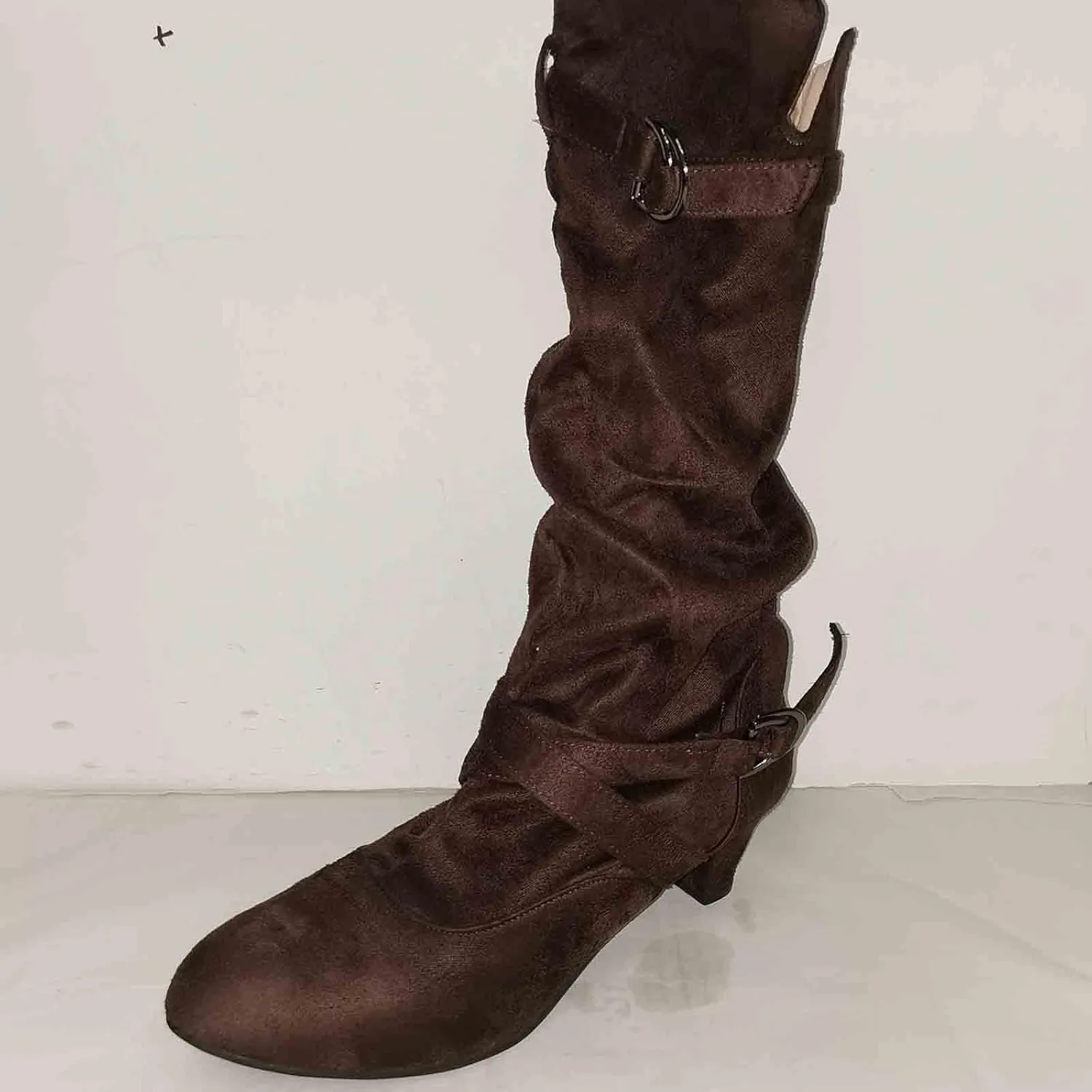 AMDBEL Mid Calf Boots for Women High Heel Fall Boots for Women 2024 Winter Slip On Pointed Toe Boots Fashion Booties Shoes