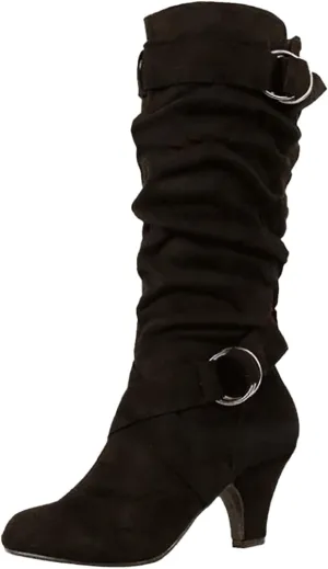 AMDBEL Mid Calf Boots for Women High Heel Fall Boots for Women 2024 Winter Slip On Pointed Toe Boots Fashion Booties Shoes