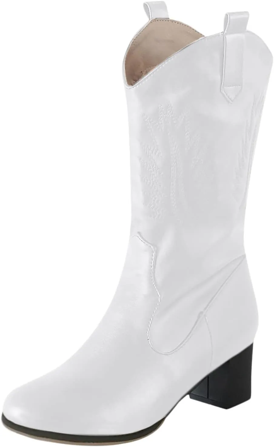 AMDBEL Mid Calf Boots for Women Low Heel Fall Boots for Women 2024 Western Cowboy Boots Embroidered Cowgirl Fashion Booties