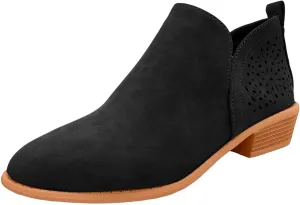 AMDBEL Winter Boots for Women 2024 Ankle Booties Low Heel Short Boots Chelsea Boots Hollow Out Pointd Toe Fall Winter Shoes
