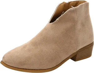 AMDBEL Winter Boots for Women 2024 Ankle Boots Low Heel Side Zipper V Cut Suede Short Boots Fall Winter Shoes