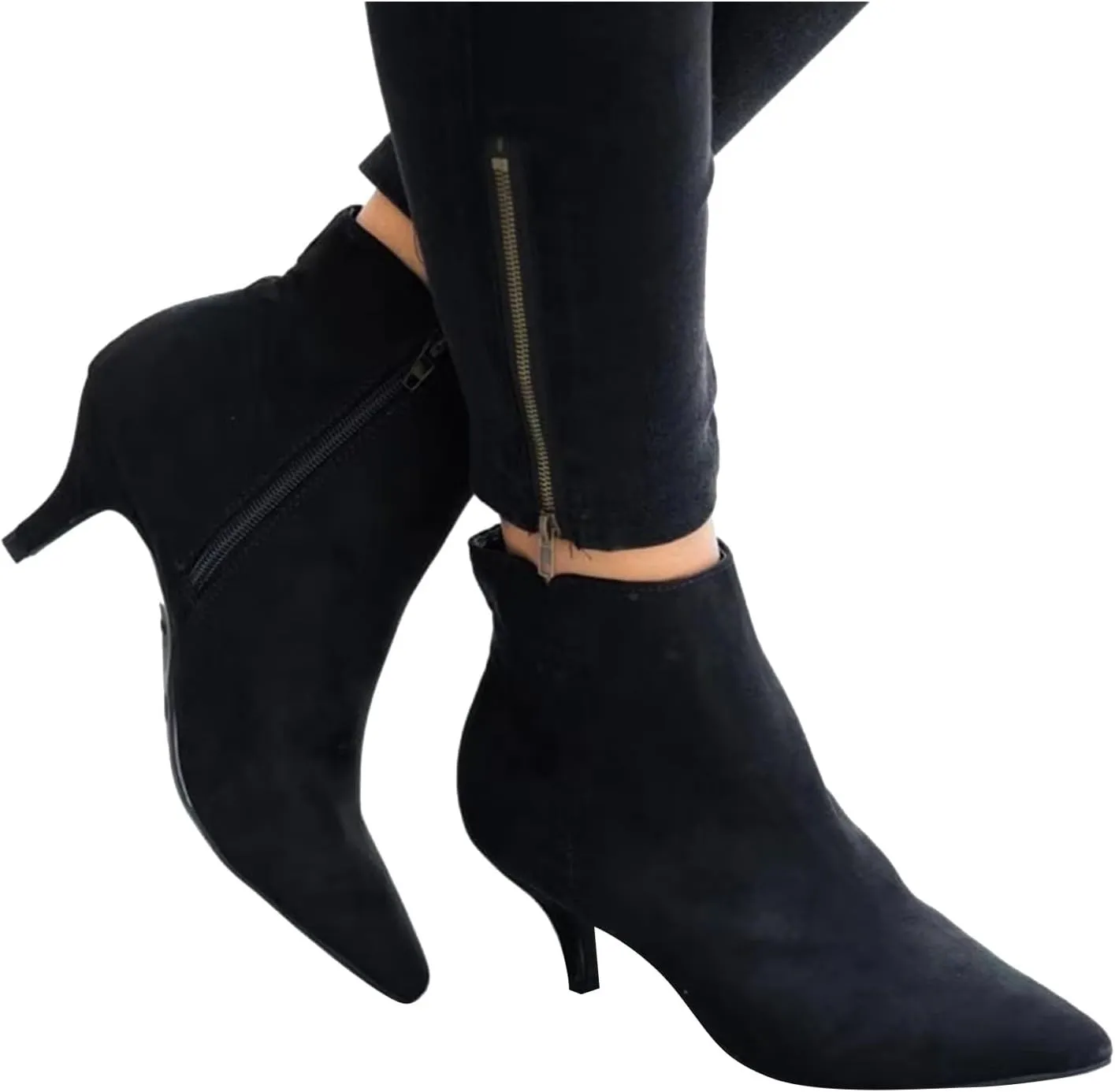 AMDBEL Winter Boots for Women 2024 Boots Sexy High Heel Ponited Toe Suede Stiletto Boots Ladies Dressy Booties