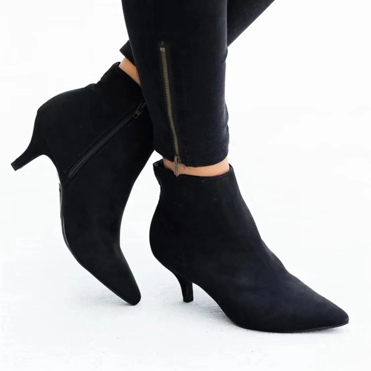 AMDBEL Winter Boots for Women 2024 Boots Sexy High Heel Ponited Toe Suede Stiletto Boots Ladies Dressy Booties