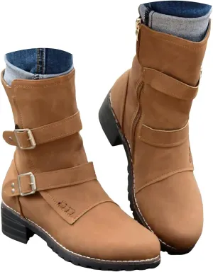 AMDBEL Womens Boots Ankle, Women's Ankle Boots Low Heel Slip On Boots Round Toe Ladies Party Short Booties Shoes