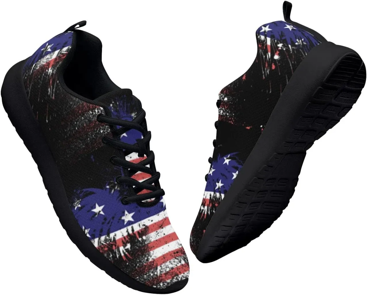 American Wave Star Flag Sneaker Men Athletic Shoes Running Shoes Comfortable Sports Walking Shoes