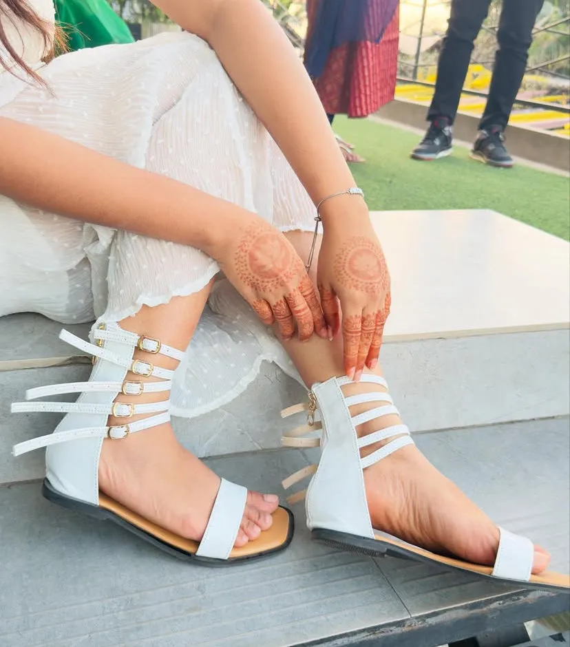 Ankle Strap Glitter Gladiator Women's Flat Sandals | Nawabi Shoes BD